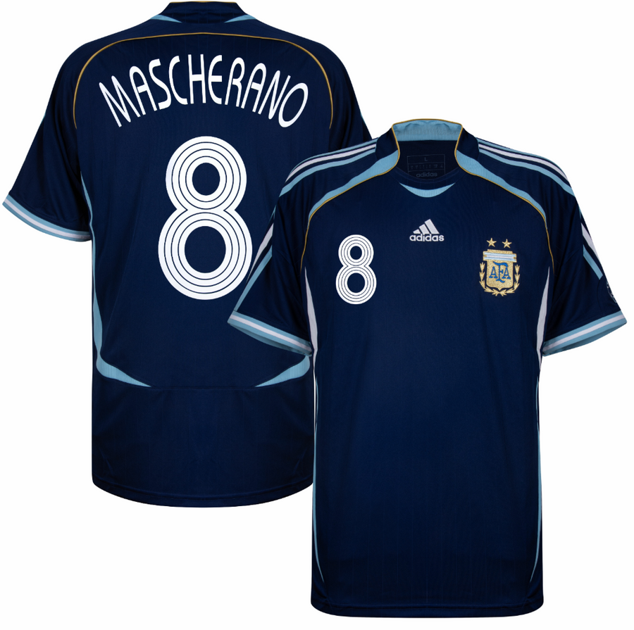 Argentina Reissue Away Mascherano 8 Jersey 2006 (Retro Flex Printing)
